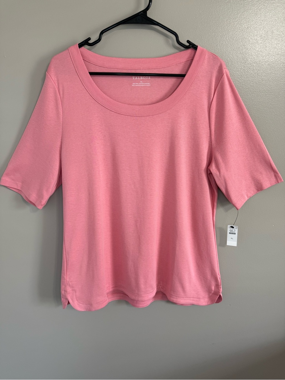NWT The Talbots Tee Pink 100% Pima Cotton Short Sleeve Scoop Neck Women's XL